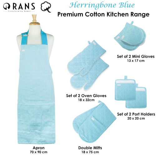 Herringbone Blue Premium Cotton Kitchen Range by Rans