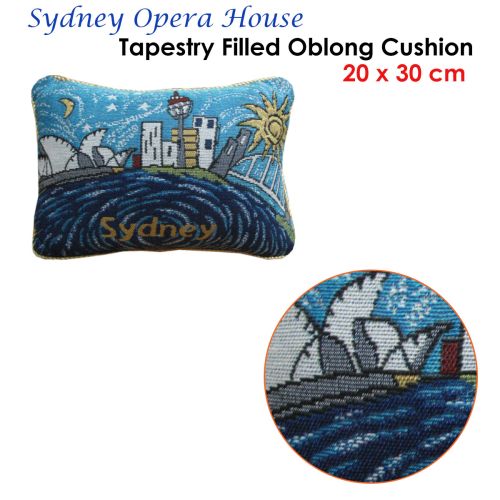 Sydney Opera House Tapestry Filled Oblong Cushion 20 x 30 cm by Rapee