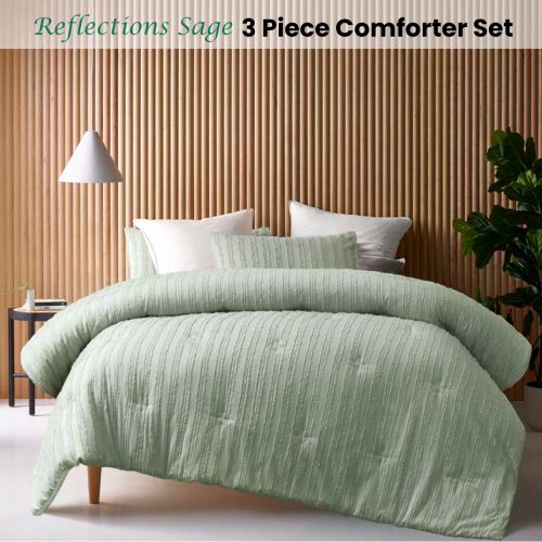 Reflections Sage 3 Piece Comforter Set by Vintage Design Homewares