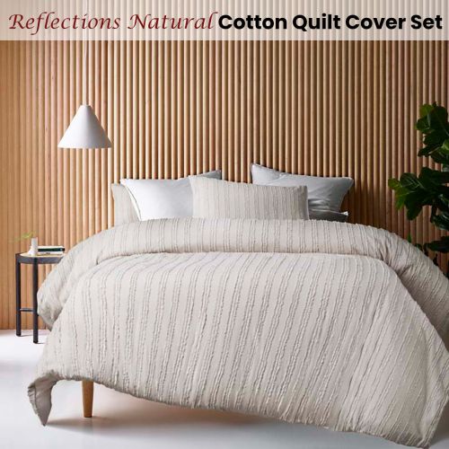 Reflections Natural Cotton Quilt Cover Set by Vintage Design Homewares