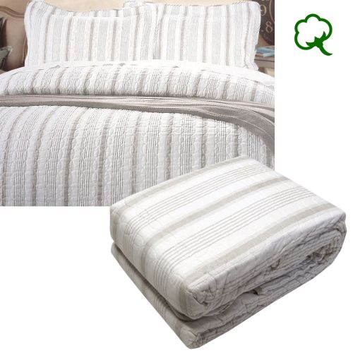 Regatta Stone 100% Cotton Quilted Quilt Cover Set by Brighton Road