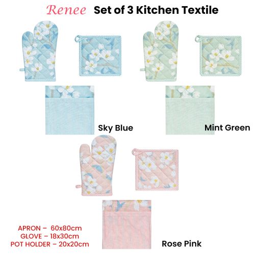 Set of 3 Renee Cotton Cover Kitchen Textile