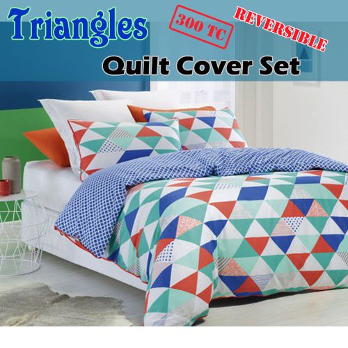 300TC Triangles Reversible Quilt Cover Set