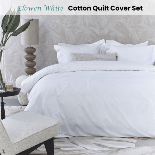 Elowen White Cotton Quilt Cover Set by Riviera Maison