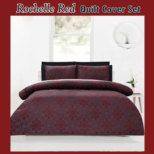 300TC Rochelle Red Quilt Cover Set by Accessorize
