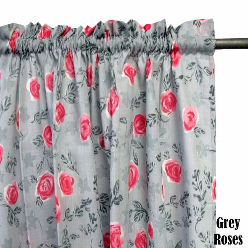 Pair of Rod Pocket Flower Curtains