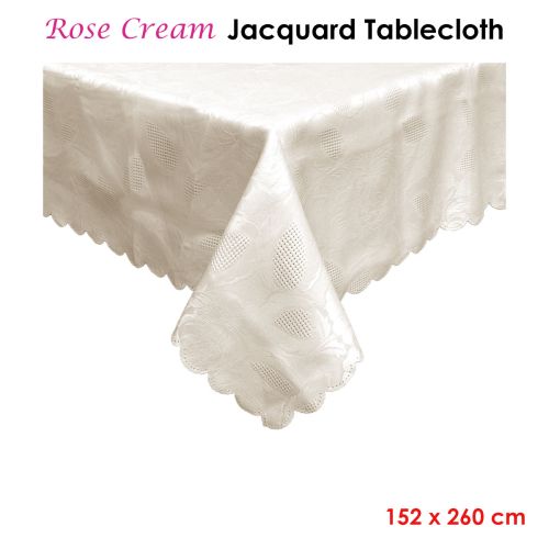 Rose Cream Jacquard Tablecloth 152 x 260 cm