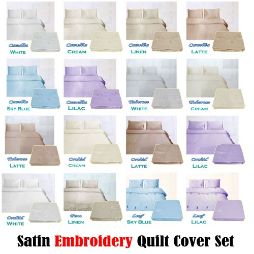 Satin Embroidery Quilt Cover Set