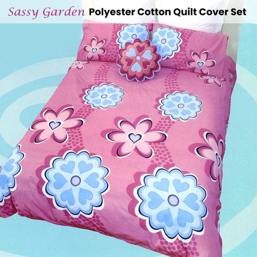 Sassy Garden Pink Quilt Cover Set