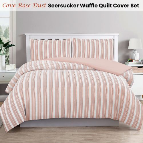 Cove Rose Dust ( Similar to Peach color ) Seersucker Waffle Quilt Cover Set by Ardor