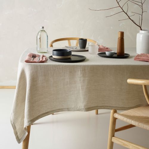 Sentosa Yarn Dyed 100% Linen with Jacquard Weave Tablecloth by Vintage Design Homewares