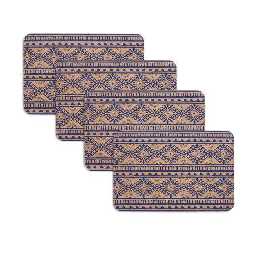 Set of 4 Oasis Tribal Navy Cork Placemats 44.5 x 29.5cm by Ladelle