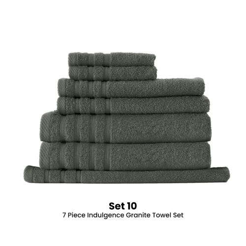 7 Piece Quality Soft 100% Cotton Indulgence Granite Towel Set
