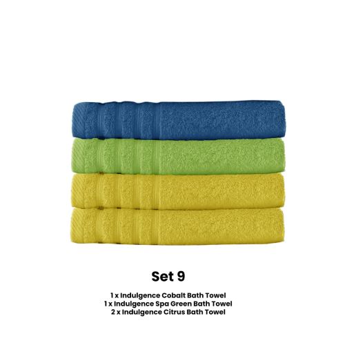 Bath Towel Set 4 Pce Indulgence 1 Cobalt 1 Spa and 2 Citrus