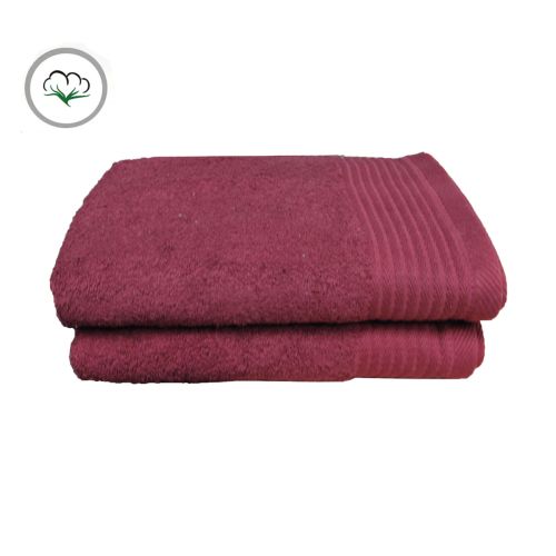 650GSM Pack of 2 Burgundy Cotton Bath Towels 68 x 140 cm
