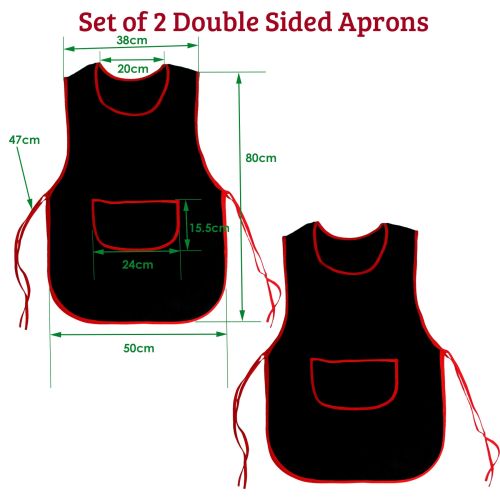 Set of 2 Double Sided Kitchen / Cleaning Aprons 50 x 80cm