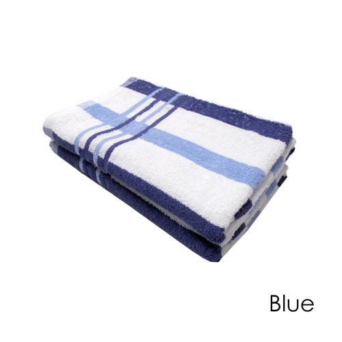 400GSM Set of 2 Cotton Terry Striped Bath Towels 68 x 137cm