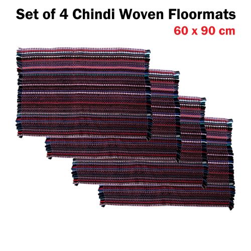 Set of 4 Chindi Woven Entrance Floor Mats 60 x 90 cm