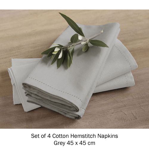 Set of 4 Pure Cotton Hemstitch Napkins 45 x 45 cm by Rans