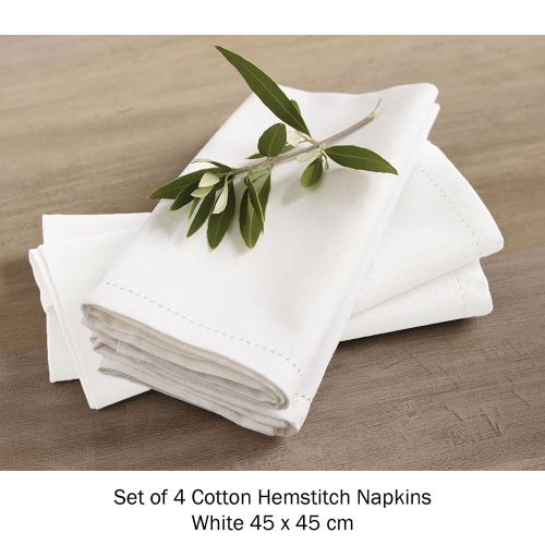 Set of 4 Pure Cotton Hemstitch Napkins 45 x 45 cm by Rans