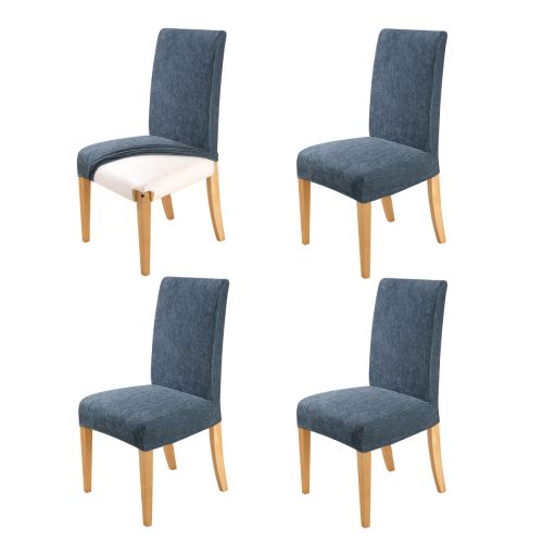 Set Of 4 Easy Fit Stretch Dining Chair, Grey Dining Chair Covers Set Of 4