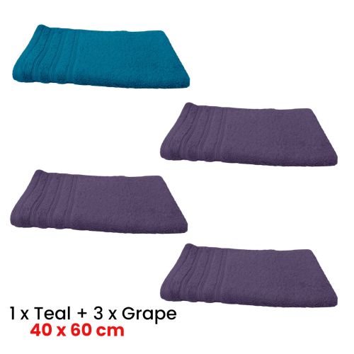 Indulgence Set of 4 Cotton Pile Hand Towels 40 x 60 cm