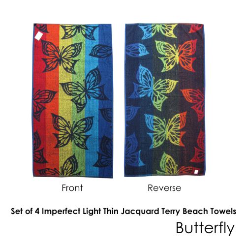 Imperfect - Set of 4 Light Thin Reversible Jacquard Terry Beach Towels 76x152cm