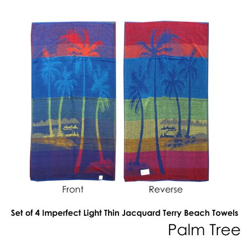 Imperfect - Set of 4 Light Thin Reversible Jacquard Terry Beach Towels 76x152cm