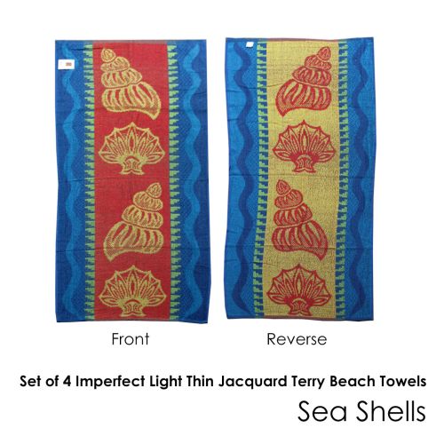 Imperfect - Set of 4 Light Thin Reversible Jacquard Terry Beach Towels 76x152cm