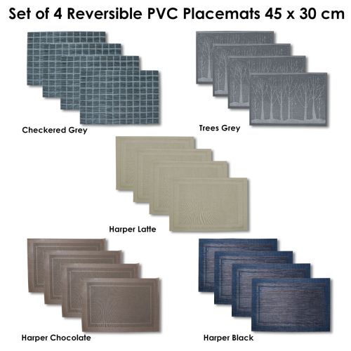 Set of 4 Reversible PVC Table Placemats 45 x 30 cm by Choice