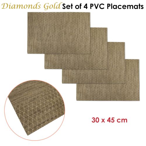 Set of 4 Diamonds Gold PVC Table Placemats 45 x 30 cm by Choice
