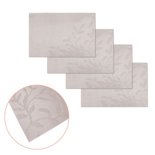 Set of 4 Leaves Taupe PVC Table Placemats 45 x 30 cm by Choice