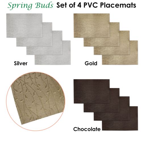 Set of 4 Spring Buds Textured PVC Table Placemats 45 x 30 cm by Choice