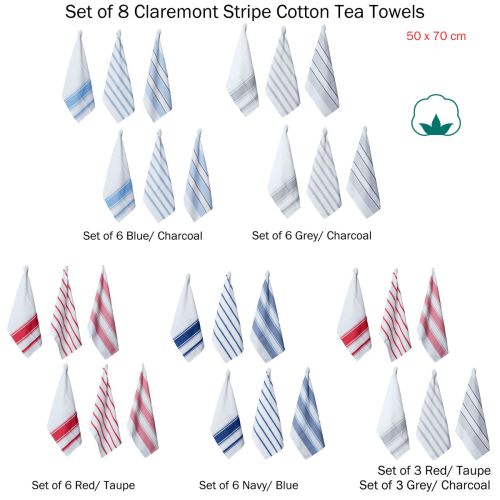 Set of 6 Claremont Cotton Tea Towels 50 x 70 cm by J.elliot