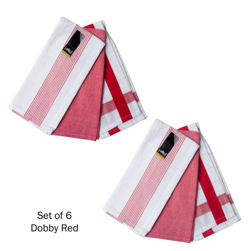 Set of 6 Dobby Cotton Kitchen Tea Towels 50 x 70 cm by J.elliot