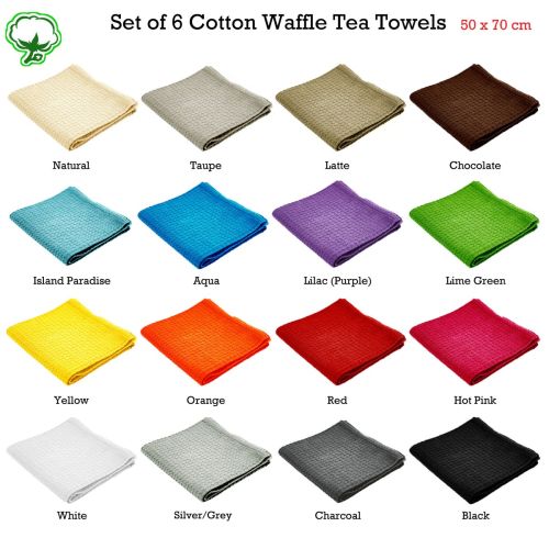 Set of 6 Cotton Waffle Tea Towels 50x70 cm by Rans