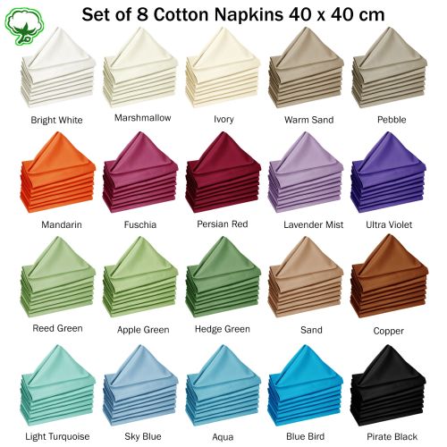 Set of 8 Cotton OR Poly Cotton Napkins 40 x 40 cm by Hoydu