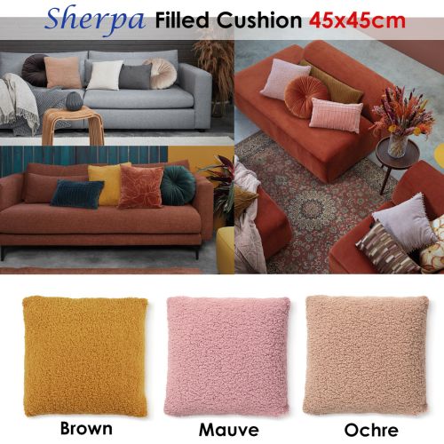 Sherpa Filled Square Cushion 45 x 45 cm by Bedding House