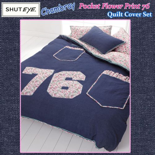 Chambray Pocket 76 Quilt Cover Set by Shuteye