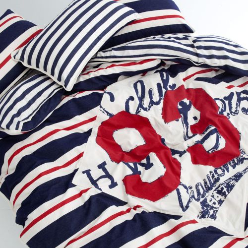 Stripe Graphic 93 Navy Cotton Quilt Cover Set by Shuteye