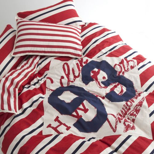 Stripe Graphic 93 Red Cotton Quilt Cover Set by Shuteye