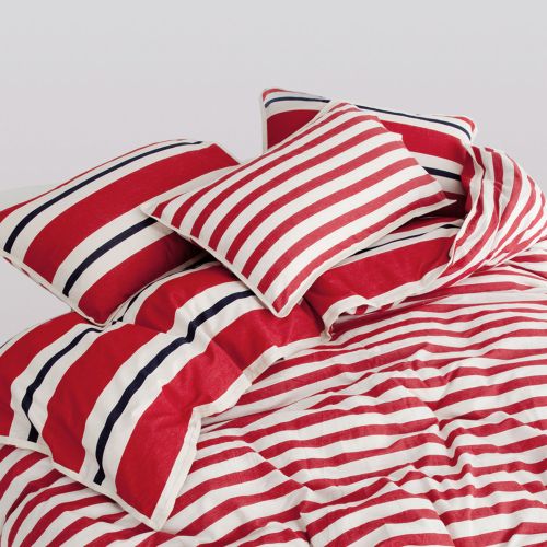Stripe Graphic 93 Red Cotton Quilt Cover Set by Shuteye