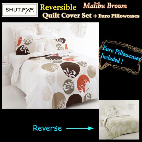 Malibu Brown Quilt Cover Set + Euro Pillowcases by Shuteye