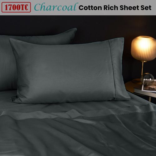 1700TC Cotton Rich Sheet Set Charcoal by Morrissey