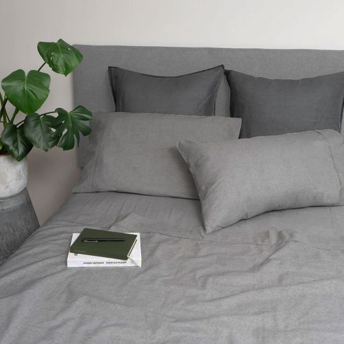 250TC Cotton Premium Printed Sheet Set Silver Chambray Queen by Tontine