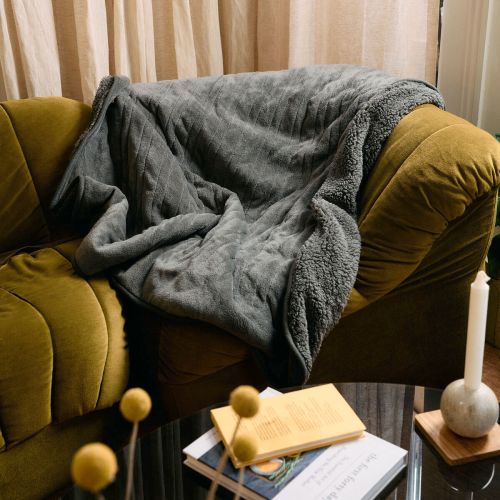 Reversible Micro Fleece Electric Throw Charcoal 120 x 160 cm by Dickies