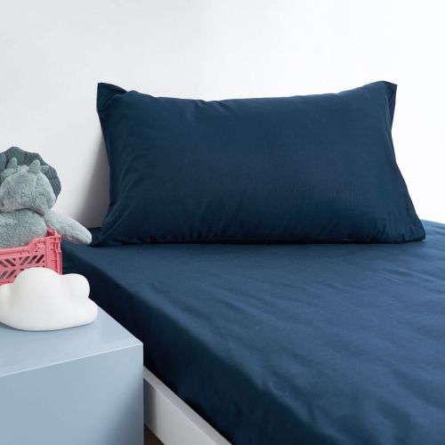 Junior Cotton Combo Fitted Sheet Set Storm Navy by Minikins