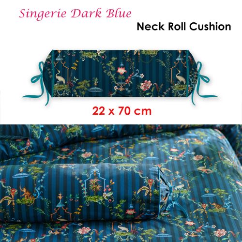 Singerie Dark Blue Neck Roll Cushion 22x70 cm by PIP Studio
