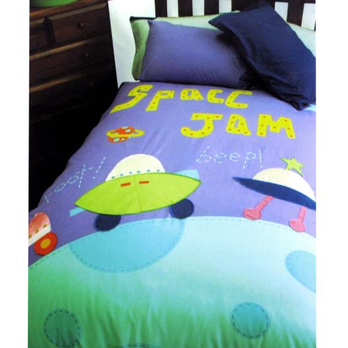 Space Jam Embroidered Quilt Cover Set Single by Happy Kids