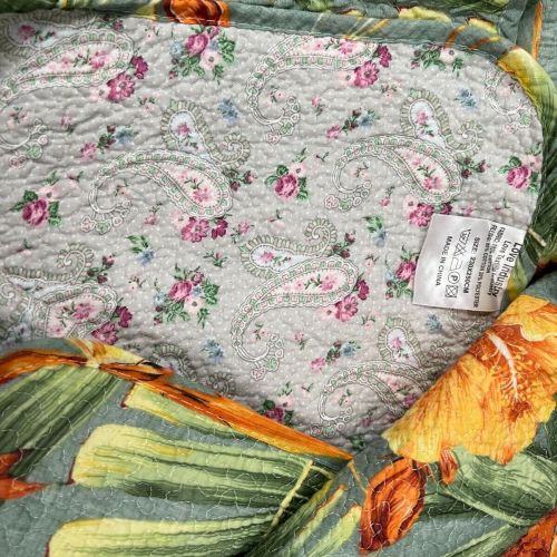 100% Cotton Lightly Quilted Coverlet Set Birds of Paradise Queen